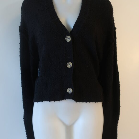 Womens Free People Black Textured Button Down Cardigan Sweater XS - Picture 5 of 12